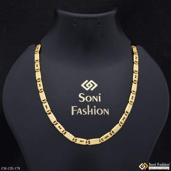 Extraordinary Design Gold Plated Biscuit Chain for Men - Style E178