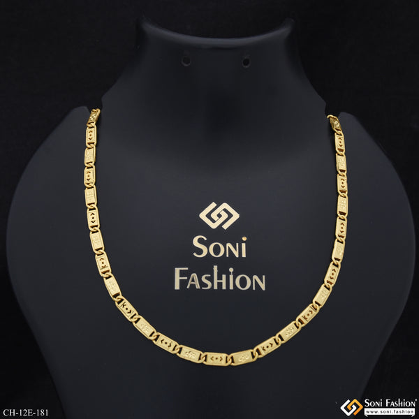 Extraordinary Design Gold Plated Biscuit Chain for Men - Style E181