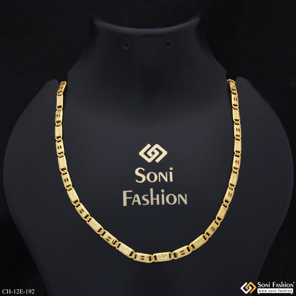 Glamorous Design Gold Plated Biscuit Chain for Men - Style E192