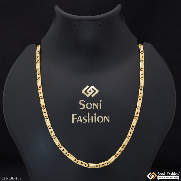 Slim Design Gold Plated Biscuit Chain for Men - Style E137