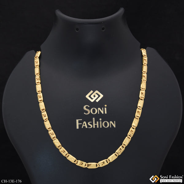 Trending Design Gold Plated Biscuit Chain for Men - Style E176