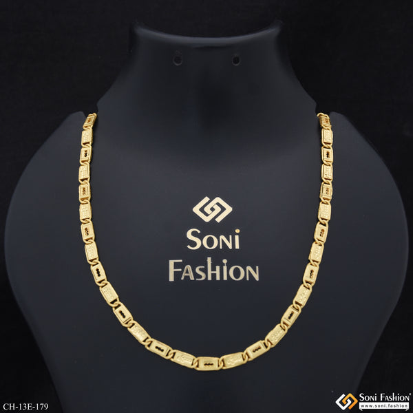 Fabulous Design Gold Plated Biscuit Chain for Men - Style E179
