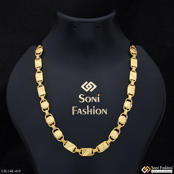 2 In 1 Gold Plated Nawabi Chain for Men - Style E419