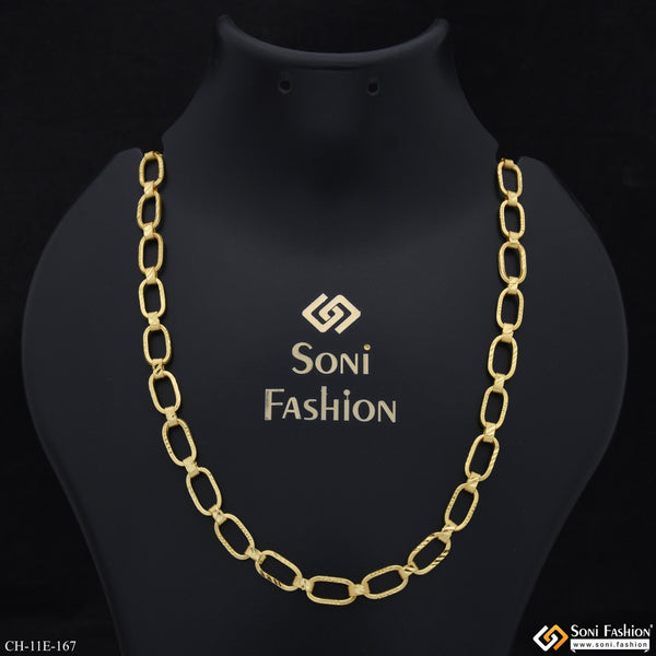 Sophisticated Design Gold Plated Link Chain for Men - Style E167