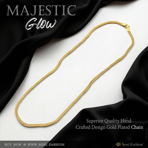 Superior Quality Hand-Crafted Design Gold Plated Chain for Men - Style D182