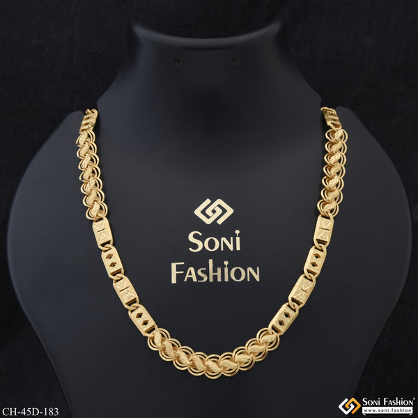 1 Gram Gold Plated Nawabi Kohli Artisanal Design Chain for Men - Style D183