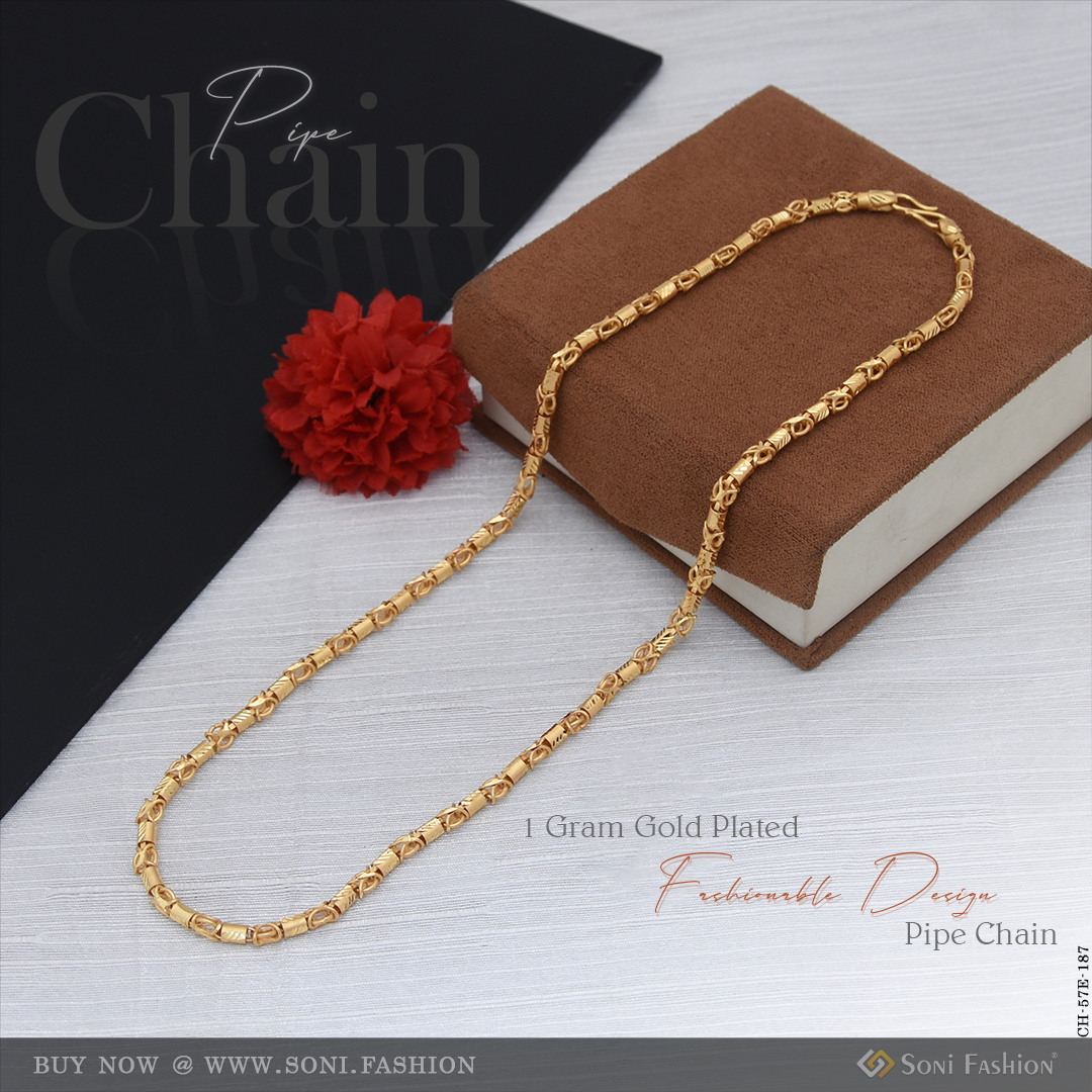 1 Gram Gold Plated Fashionable Design Pipe Chain for Men - Style E187 ...