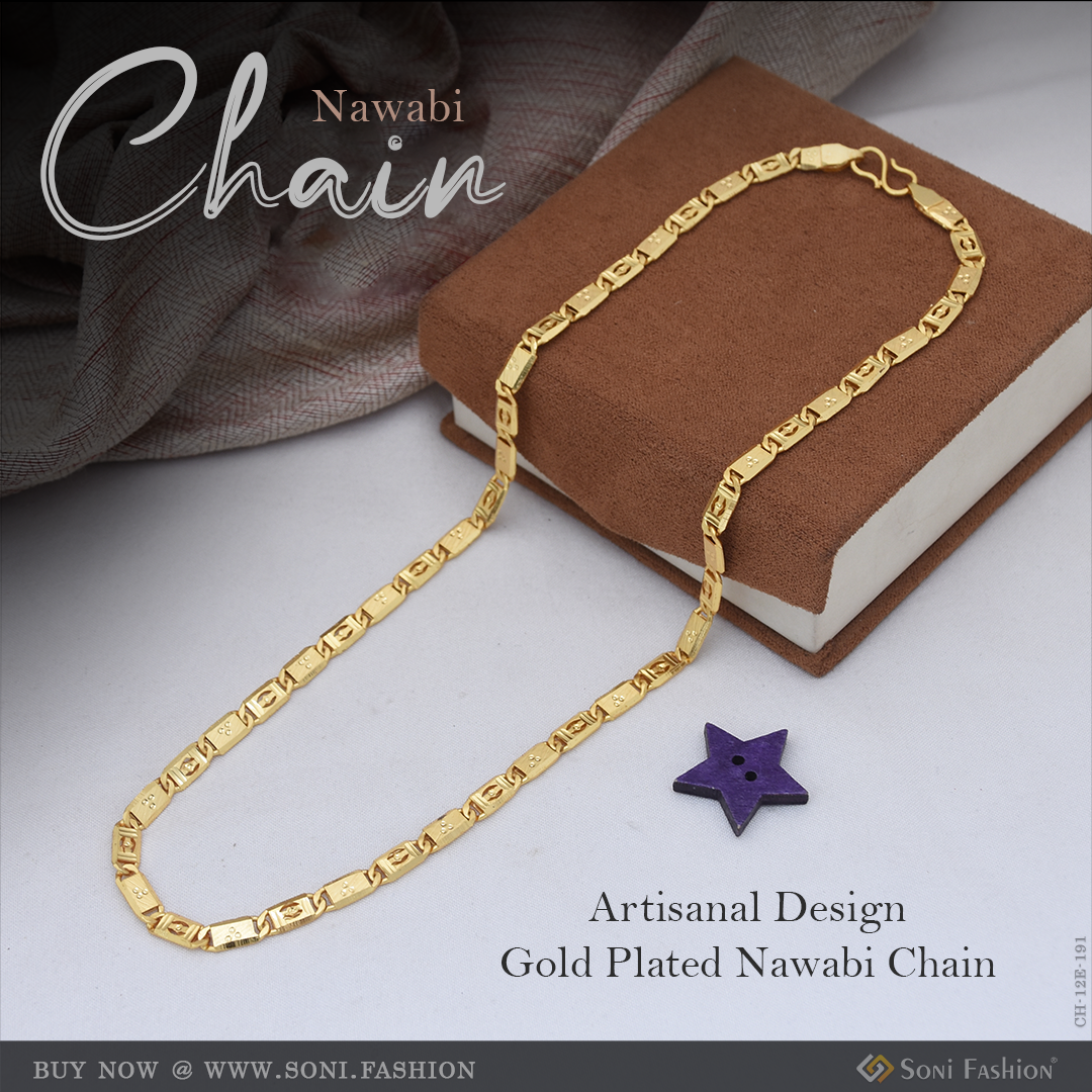 Navabi Chain Gold Plated Nawabi Chain for Men - Style E191 | Soni Fashion