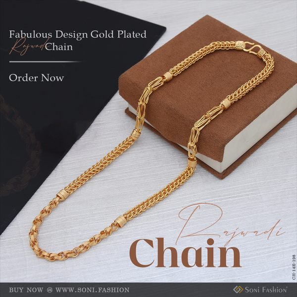 Fabulous Design Gold Plated Rajwadi Chain for Men - Style E198