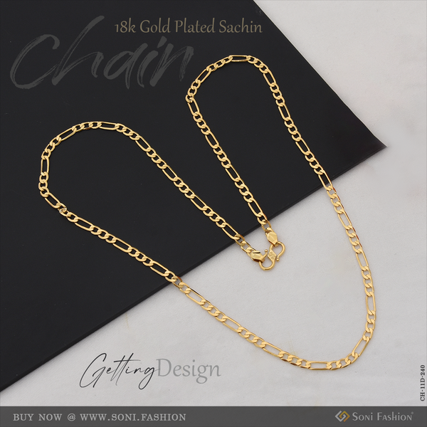 Attention-Getting Design 18k Gold Plated Sachin Chain for Men - Style D240