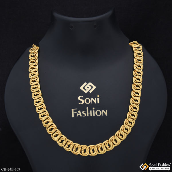 Ring Into Ring Best Quality Gold Plated Link Chain for Men - Style E309