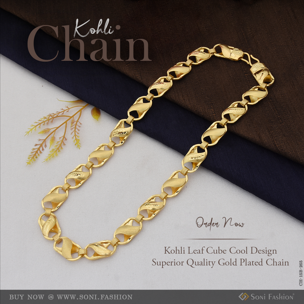 Kohli Leaf Cube Cool Design Superior Quality Gold Plated Chain For Men - Style B265