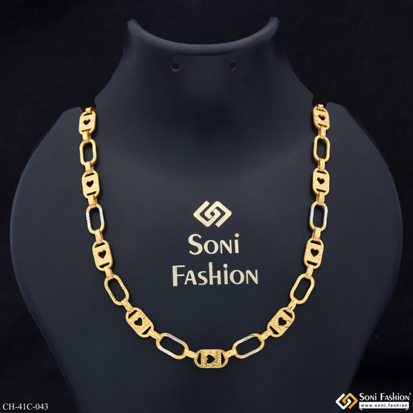1 Gram Gold Plated Heart Nawabi Sophisticated Design Chain for Men - Style C043