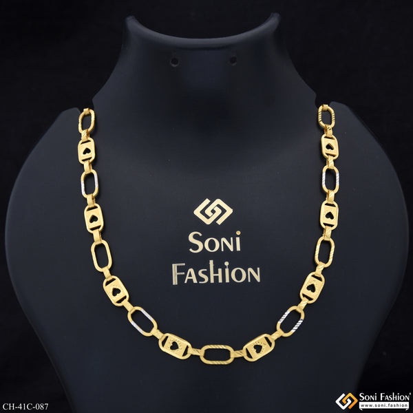 1 Gram Gold Plated Heart Nawabi Sophisticated Design Chain for Men - Style C087