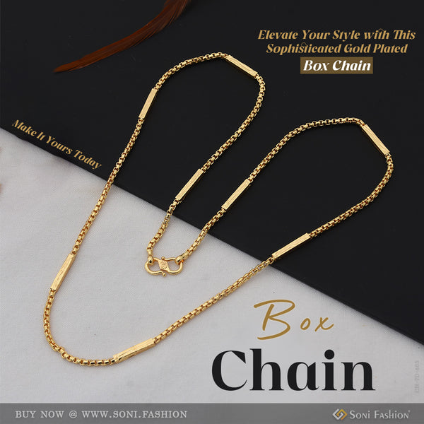Sophisticated Design Gold Plated Box Chain for Men - Style D465