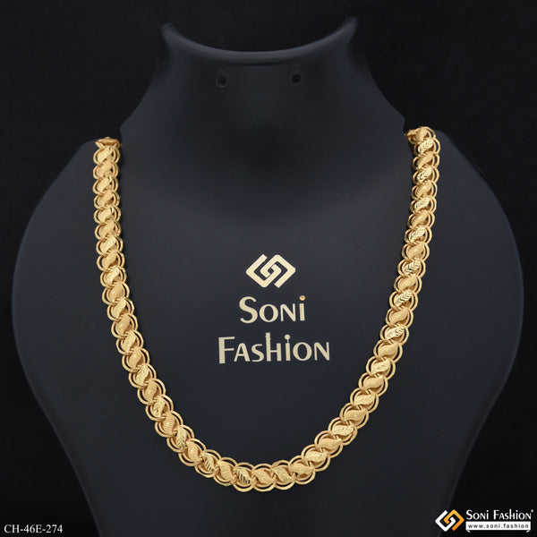 1 Gram Gold Plated Artisanal Design Kohli Chain for Men - Style E274