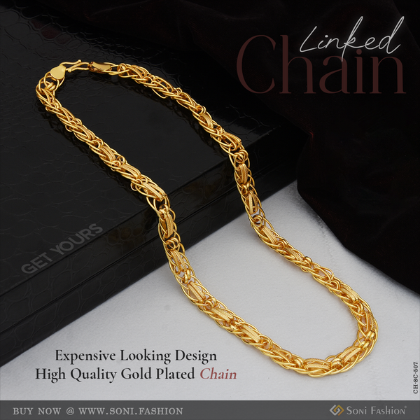 Linked Expensive-Looking Design High-Quality Gold Plated Chain for Men - Style C507