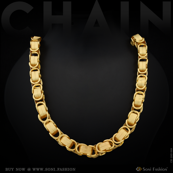 Interwoven Link Design Best Quality Gold Plated Chain for Men - Style D569