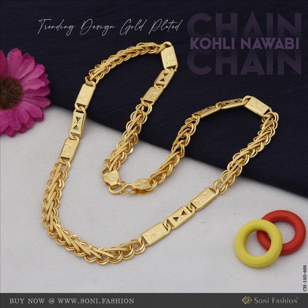 Trending Design Gold Plated Kohli Nawabi Chain for Men - Style D603