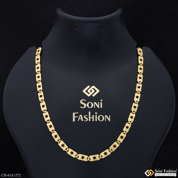 1 Gram Gold Plated Best Quality Biscuit Chain for Men - Style E372