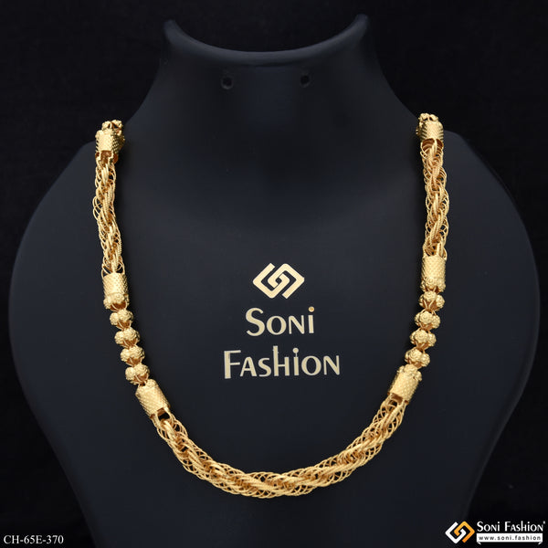 1 Gram Gold Plated Artisanal Design Rajwadi Chain for Men - Style E370