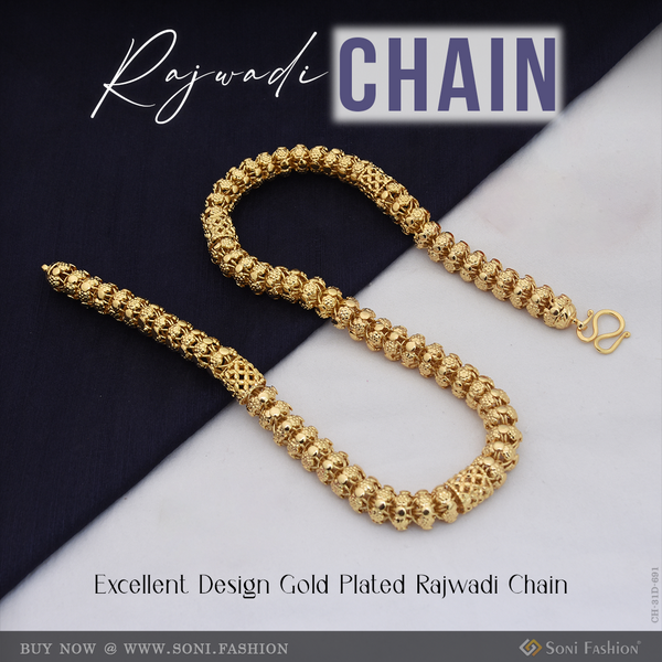 Excellent Design Gold Plated Rajwadi Chain for Men - Style D691
