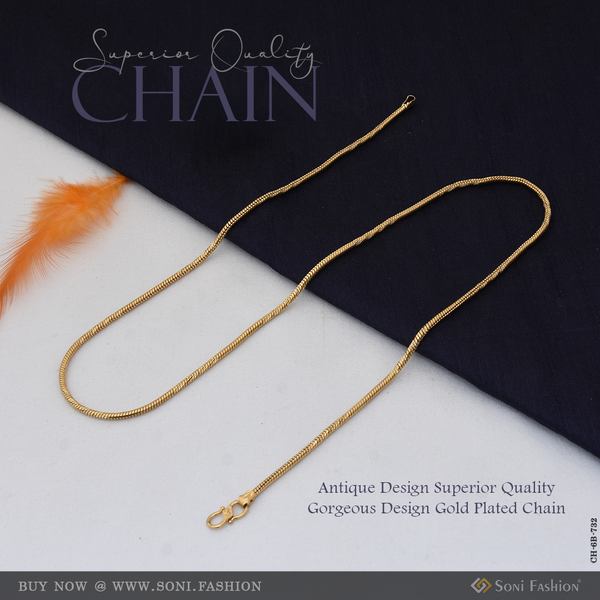 Antique Design Superior Quality Gorgeous Design Gold Plated Chain for Men - Style B732