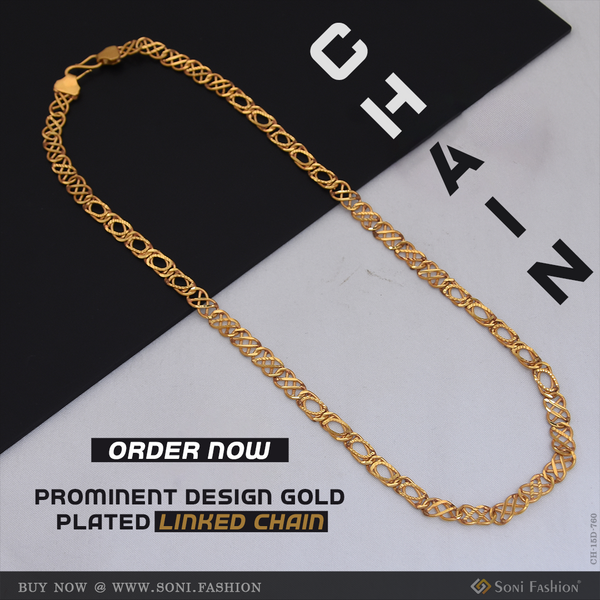 Prominent Design Gold Plated Linked Chain for Men - Style D760