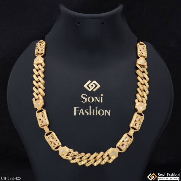 1 Gram Gold Plated 2 In 1 Pokal Chain for Men - Style E425
