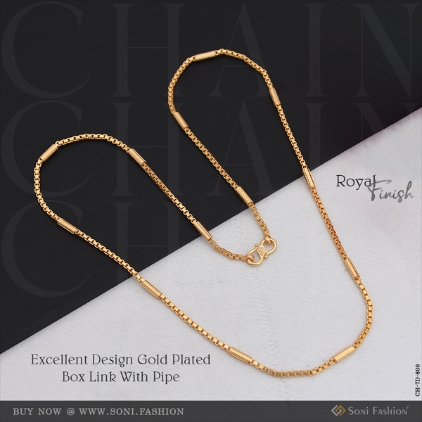 Excellent Design Gold Plated Box Link With Pipe for Men - Style D800