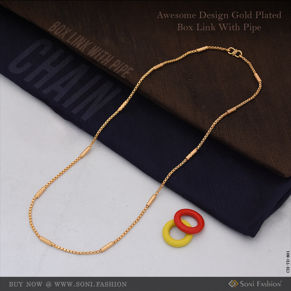 Awesome Design Gold Plated Box Link With Pipe for Men - Style D801