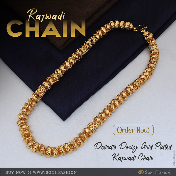 Delicate Design Gold Plated Rajwadi Chain for Men - Style D810
