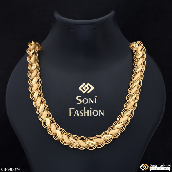 1 Gram Gold Plated Hand-Crafted Design Kohli Chain for Men - Style E374