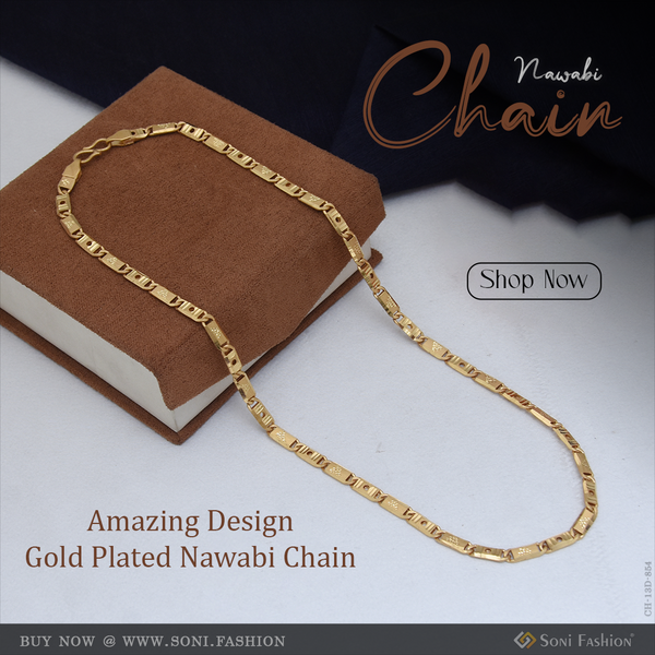 Amazing Design Gold Plated Nawabi Chain for Men - Style D854