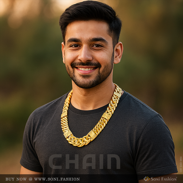 Excellent Design Gold Plated Rajwadi Chain for Men - Style D964