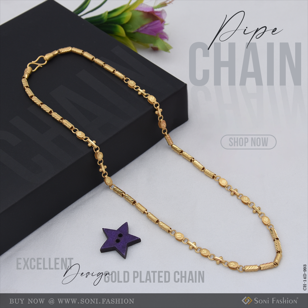 Excellent Design Gold Plated Pipe Chain for Men - Style D993 – Soni Fashion