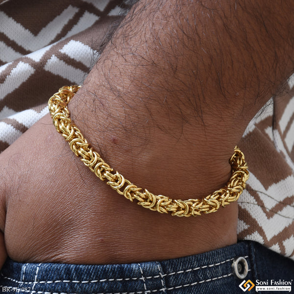 C Into C Funky Design Golden Color Stainless Steel Bracelet for Men - Style E087