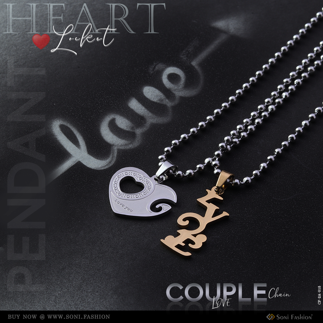 Love Letter Heart Couple Chain Pendant - Valentine Gift | Soni Fashion