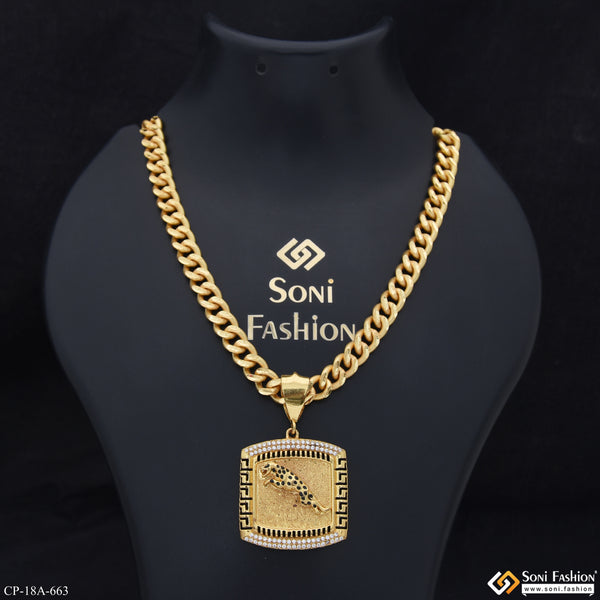 Jaguar Latest Design Gold Plated Pendant With Chain for Men - Style A663