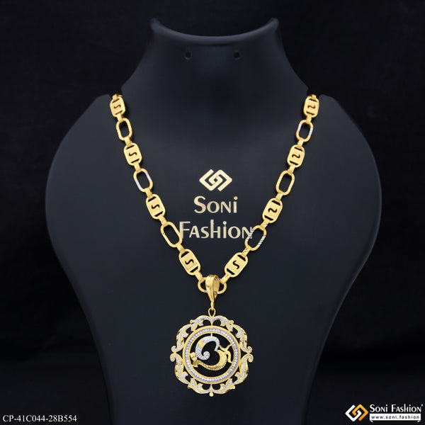 1 Gram Gold Plated Om Pendant With Chain for Men (CP-C044-B554)