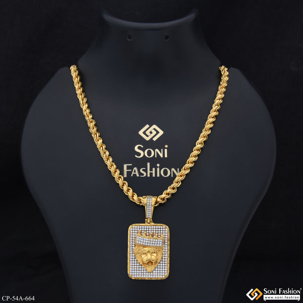 1 Gram Gold Plated Lion Amazing Design Pendant With Chain - Style A664