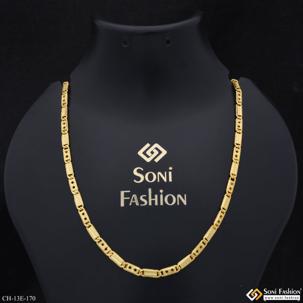 Delicate Design Gold Plated Biscuit Chain for Men - Style E170
