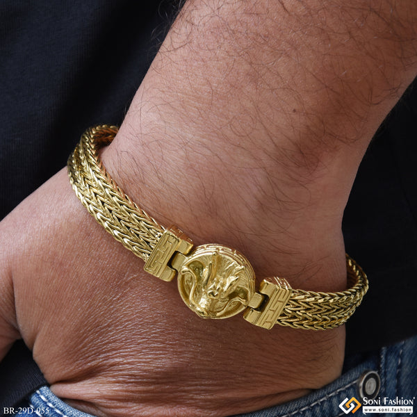 Dragon Face Golden Color Stainless Steel Bracelet for Men - Style D955