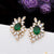 Green Stone with Diamond Chic Design Gold Plated Earrings for Ladies - Style A058