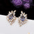 Blue Stone with Diamond Fashionable Gold Plated Earrings for Ladies - Style A061