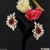 Red Stone with Diamond Best Quality Gold Plated Earrings for Lady - Style A064