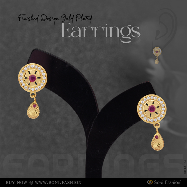 Funky Design Hand-Finished Design Gold Plated Earrings for Ladies - Style A134