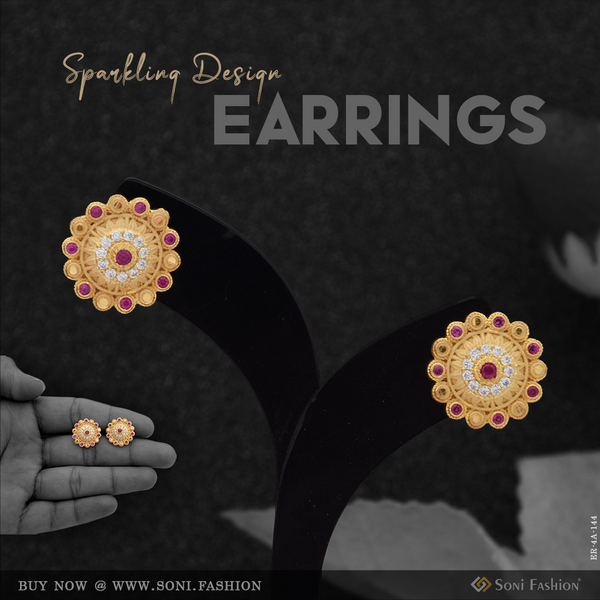 Sparkling Design Brilliant Design Gold Plated Earrings for Ladies - Style A144