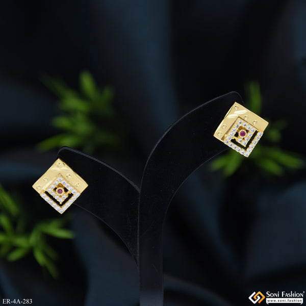 Finely Detailed Gold Plated Earrings for Ladies - Style A283