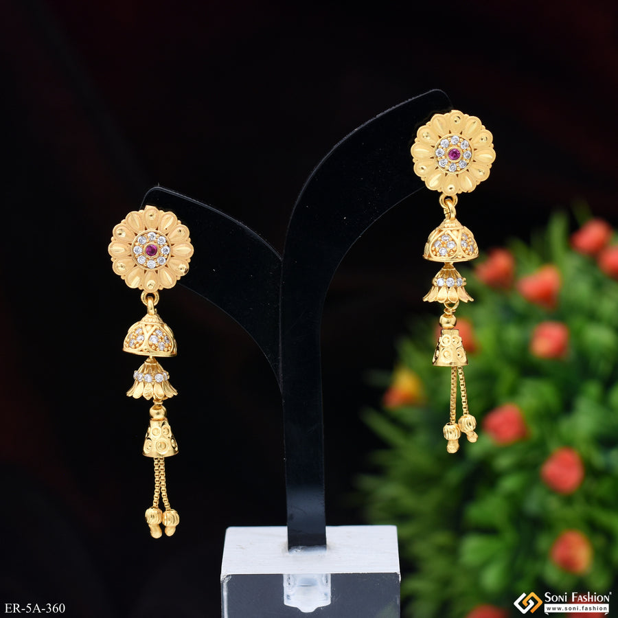 Eye-Catching Design Gold Plated Earrings for Women - Style A360